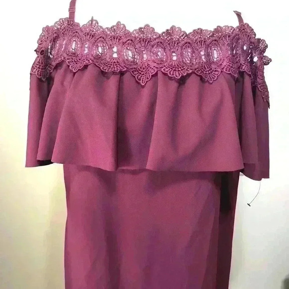 BCX Women Plus Size Trendy Off-The-Shoulder Crochet Dress Purple Size 2X NWOT - Picture 4 of 16